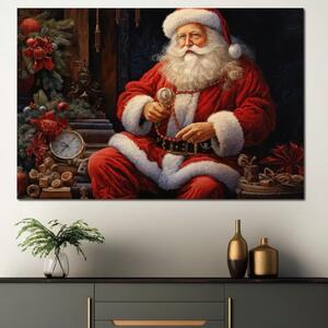 Tablou Canvas Premium LuxCanva® D1012, Minunatul Mos Craciun , Brad, Costum, Catifea, Santa, Magie, Living Room, Culori vibrante