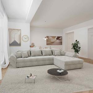 Colțar extensibil dumonde cu ladă de depozitare si sezut confortabil din spuma high-density, Loana XL Tilia Bej 08 II 335x185 cm