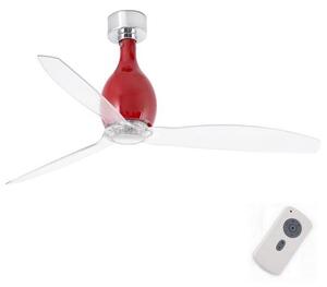 Ventilator de tavan FARO 32029 MINI ETERFAN roșu/transparent d. 128 cm + telecomandă