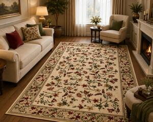 Covor Clasic Sufragerie, Model Lotos 15075 100, Crem Dreptunghi, 120x200