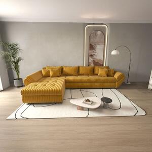 Colțar extensibil dumonde cu ladă de depozitare si sezut confortabil din spuma high-density, Loana XL Ambience Mustar 335x185 cm