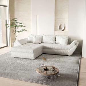 Colțar extensibil dumonde cu ladă de depozitare si sezut confortabil din spuma high-density, Loana Zoom Crem 270x185 cm