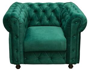 Fotoliu CHESTERFIELD cu arcuri, verde, 105x90x80 cm