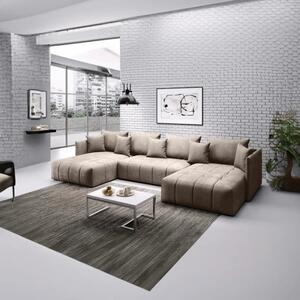 Colțar extensibil dumonde cu ladă de depozitare si sezut confortabil din spuma high-density, Malta U Enjoy Camel 360x185 cm