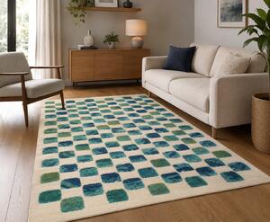 Covor Belgian, Mambo Monaco 23525 350, Crem Turcoaz, 123x170 cm 123 x 170