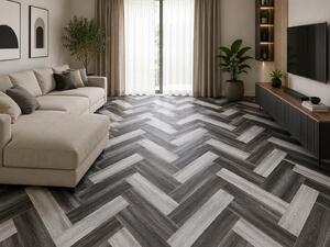Linoleum Model Parchet Venice, Latime 200 cm, Negru Gri 2 x 6 m