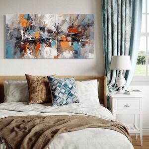 Tablou Canvas Premium LuxCanva® A1615, Un Dans Al Culorilor , Living, Blue, Linii, Pensulat, Decorativ, Dormitor, Culori Vibrante