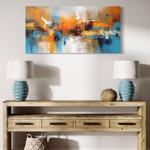Tablou Canvas Premium LuxCanva® A1616, Soapta Culorilor , Cafenea, Abstract, Portocaliu, Albastru, Decorativ, Dormitor, Culori Vibrante