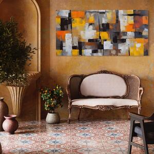 Tablou Canvas Premium LuxCanva® A1619, Orange, Yellow Abstract , Living, Patrate, Colorat, Decorativ, Dormitor, Culori Vibrante