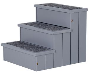 PawHut Scară Ajutor Câini 3 Trepte Antiderapante cu Depozitare, 40.5x44.5x38cm, Gri | Aosom Romania