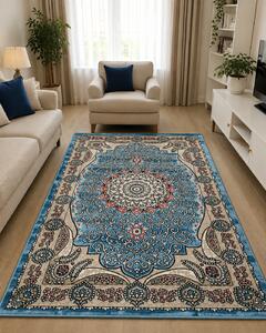 Covor Clasic Queen 10220, Model Oriental, Albastru Turcoaz 200x300