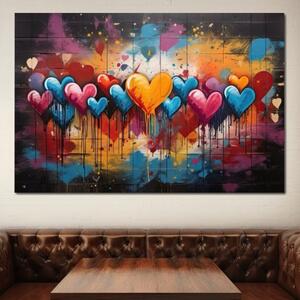 Tablou Canvas Premium LuxCanva® E1017, Explozie de Inimi , Baloane, Fericire, Sarbatoare, Bucurie, Emotie, Living Room, Culori vibrante