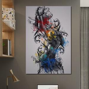 Tablou Canvas Premium LuxCanva® E1038, Femeie in Foc si Fum , Ardere, Foc, Fum, Femeie, Renastere, Living Room, Culori vibrante