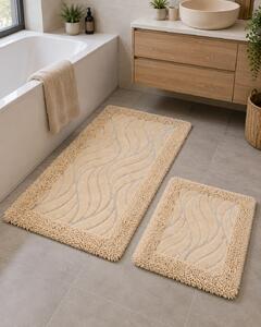 Set Covor baie, Covor 100% Bumbac, Dimensiunea 60x100 50x80 cm, Crem 60 x 100