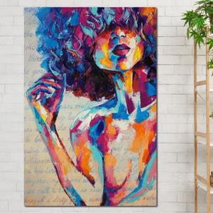 Tablou Canvas Premium LuxCanva® E1042, Femeia in Culori , Cromatic, Privire, Mister, Aparitie, Fotografie, Living Room, Culori vibrante