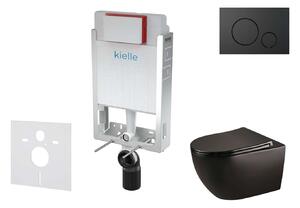 Kielle Genesis - Set pentru montare încastrată, toaletă Gaia, capac softclose și clapetă Gemini IV, negru mat 30505SZ32