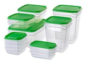 Set 17 caserole alimente cu capac, plastic, transparente