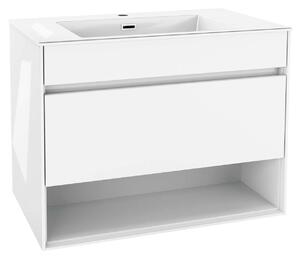 Kielle Nefia - Dulap cu lavoar 80 cm, alb lucios 50027S810