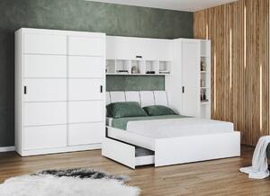 Set dormitor alb pat tapitat - Blanco - Configuratia 10