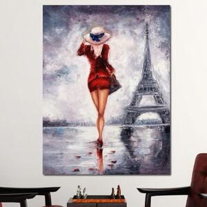 Tablou Canvas Premium LuxCanva® E1047, Rendez-Vous la Turnul , Paris, Strazi, Pasi, Rochie, Parizian, Living Room, Culori vibrante