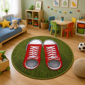 Model Sneakers 11169, Covor Rotund, 67x67 cm Verde, Rotund, 67x67