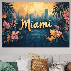 Tablou Canvas Premium LuxCanva® F1012, Miami, Orasul Soarelui , Tropical, Exotic, Apus, Vacanta, Florida, Distractie, Living, Birou, Culori vibrante