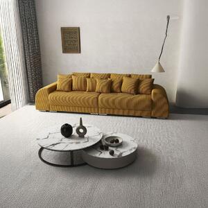 Canapea extensibilă dumonde cu 2 lăzi de depozitare si sezut confortabil din spuma high-density, Verona Zoom Mustar 310x100 cm