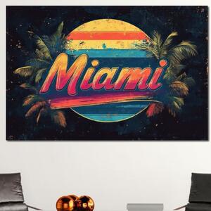 Tablou Canvas Premium LuxCanva® F1013, Traieste Visul Miami , Soare, Oras, Relaxare, Distractie, Vintage, Vibe, Living, Birou, Culori vibrante