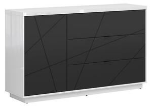 Comoda FORN, alb lucios/negru mat, PAL, 156x42.5x93 cm