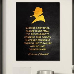 Tablou Canvas Premium LuxCanva® F1033, Gandeste Ca Un Lider , Churchill, Lideri, Motivatie, Perseverenta, Succes, Living Room, Birou, Culori vibrante