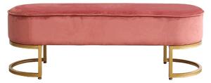 Banca MIRILA NEW, stofa catifelata, roz/auriu, 100x40x43 cm