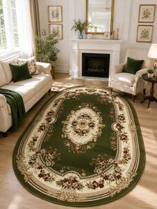 Covor Clasic Sufragerie, Model Lotos 575-310 Oval, Crem Verde Verde, Oval, 150x230