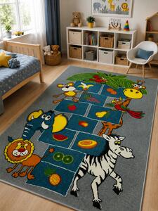 Covor Camera Copil Gradinita, Cresa, Model Sotron 11120 190, Albastru Gri Gri, Dreptunghi, 120x170