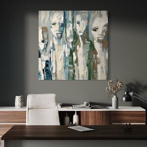 Tablou Canvas Premium LuxCanva® A1642, Poker Face , Living, Fete Abstracte, Pensulat, Oameni, Dormitor, Culori Vibrante