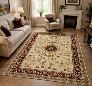 Covor Sufragerie Dormitor, Model Clasic 523 120, Crem Rosu Dreptunghi, 100x300