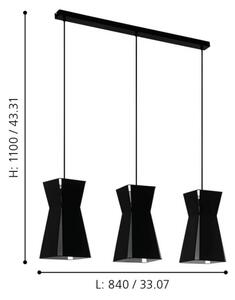 Eglo 99083 - Lustră pe cablu VALECROSIA 3xE27/40W/230V