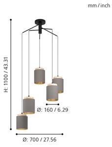 Eglo 99447 - Lustră suspendată cu cablu ALBARIZA 5xE27/40W/230V stil păianjen
