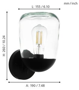 Eglo 98701 - Aplică perete exterior DONATORI 1xE27/60W/230V IP44