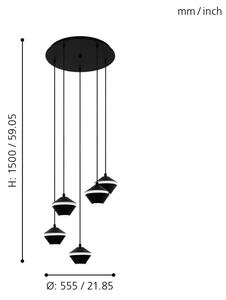 Eglo 98683 - Candelabru LED PERPIGO suspendat pe cablu, 5xGU10/5W/230V