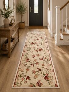 Traversa Hol, Model 551 100, Festonata la capete, Latime 60 cm, Crem Crem, Dreptunghi, 60 x 300