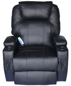 HomCom Fotoliu Recliner Masaj Electric total Relax Massager incalzitor 360° in Piele Artificiala, Culoarea Negru