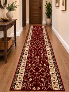 Traversa Hol, Model Lotos 523 210, Festonata Latime 100 cm, Rosu Dreptunghi, 100 x 300