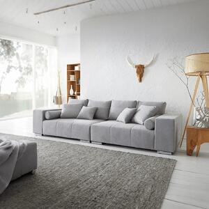 Canapea extensibilă dumonde cu ladă de depozitare si sezut confortabil din spuma high-density, Marbela Enjoy Silver XXL 295x120 cm