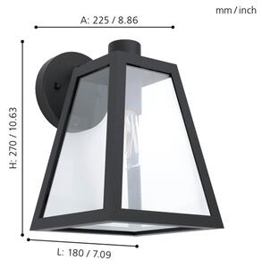 Eglo 98719 - Aplică perete exterior MIRANDOLA 1xE27/60W/230V IP44