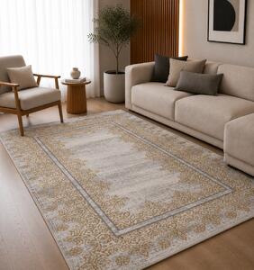 Covor Sufragerie, Model Iris 28029, Gri Auriu Dreptunghi, 80 x 150