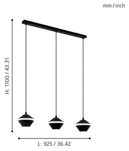 Eglo 98682 - Lustră LED PERPIGO pe cablu, 3x GU10, 5W, 230V