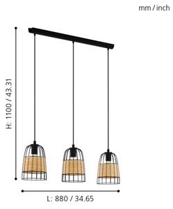 Eglo 43313 - Lustră pe cablu ANWICK 3xE27/40W/230V