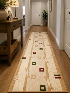 Traversa Hol, Model Lotos 579 110, Festonata la capete, Latime 60 cm, Crem Bej Dreptunghi, 60 x 900
