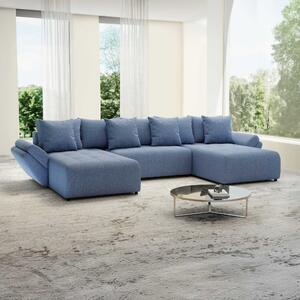 Colțar extensibil dumonde cu ladă de depozitare si sezut confortabil din spuma high-density, Berlin U Enjoy Blue 400x185 cm