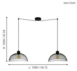 Eglo 43306 - Lustră pe cablu POMPEYA 2xE27/60W/230V